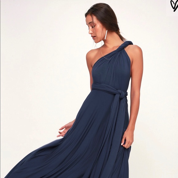 Lulu’s Convertible Bridesmaid Dress - Navy - Picture 1 of 2